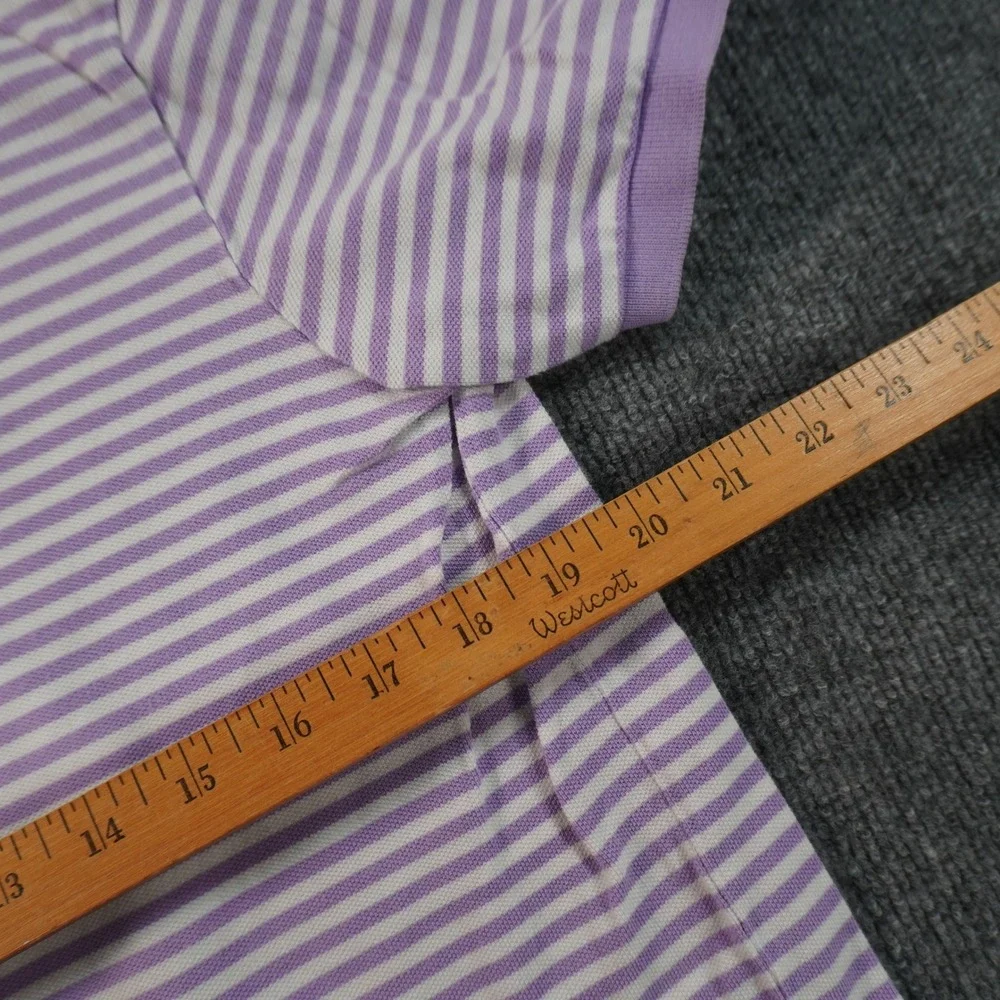 Polo Ralph Lauren Polo Shirt Mens Large Purple Striped Custom Fit Short Sleeve